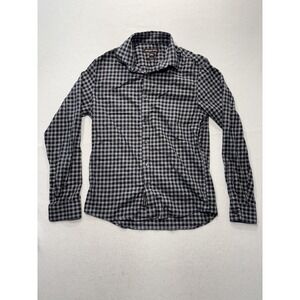 Michael Kors Shirt Mens Medium Gray Check Long Sleeve Button Up Slim Fit